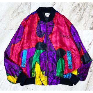 ヨウジヤマモト(Yohji Yamamoto)のvintage 90s ピカソ 絵画 総柄 パープル ブルゾン ジャケット(ブルゾン)