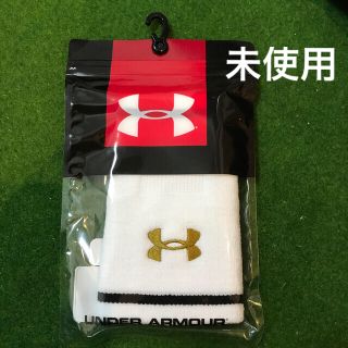 アンダーアーマー(UNDER ARMOUR)の【新品】アンダーアーマー　リストバンド　ホワイト・レッド(バングル/リストバンド)