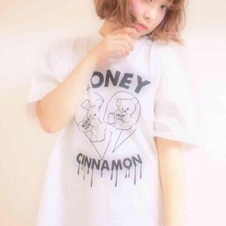 ハニーシナモン(Honey Cinnamon)のハニーシナモン Ｔシャツワンピ🐰🐻(ひざ丈ワンピース)