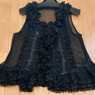 ピンクハウス(PINK HOUSE)の2019新品ピンクハウス★Dolly tulle レースドットチュールベスト★黒(ベスト/ジレ)