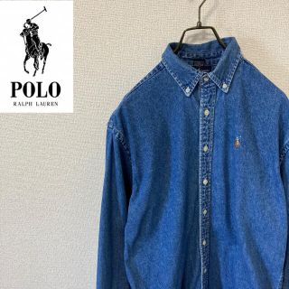 ラルフローレン(Ralph Lauren)の【希少】ラルフローレン　デニムシャツ　長袖　ワンポイント刺繍ロゴ  90s(シャツ)