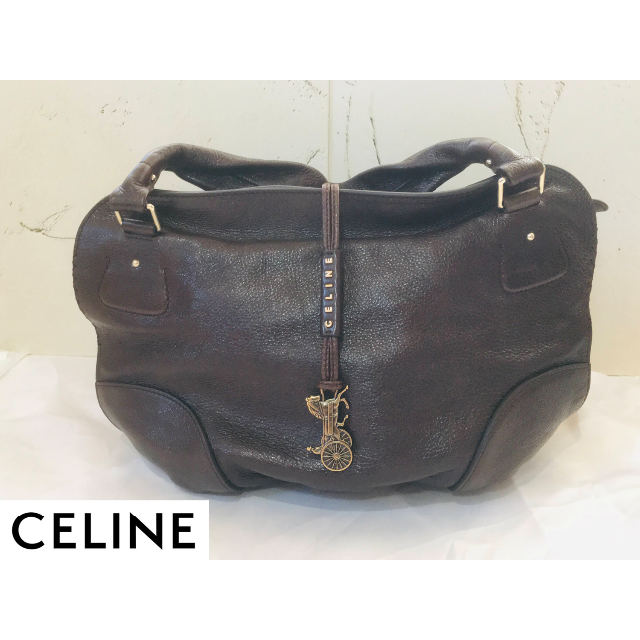 美品】CELINE セリーヌ ハンドバック ダークブラウン ハンドバッグ