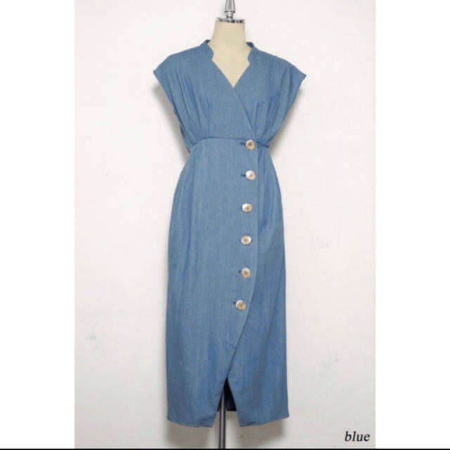 her lip to♡ Denim Wrap-effect Midi Dress レディースのワンピース(ロングワンピース/マキシワンピース)の商品写真