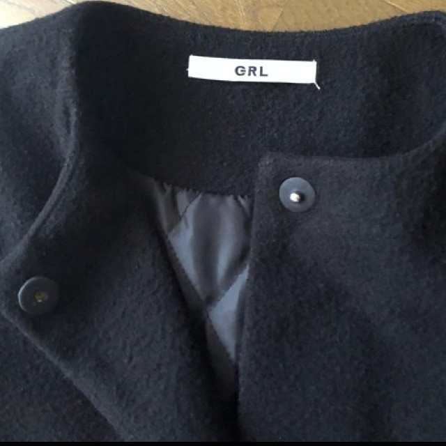 GRL(グレイル)のあーちゃん様専用です‼️GRL 黒 ノーカラーコート レディースのジャケット/アウター(ノーカラージャケット)の商品写真