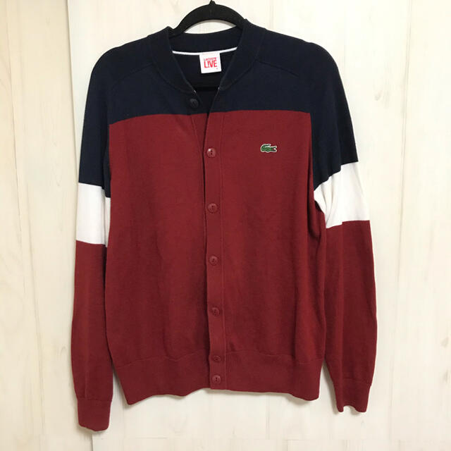 LACOSTE L!VE(ラコステライブ)の【美品】LACOSTE LiVE(ラコステライブ)★カーディガン★エンジ色M★ メンズのトップス(カーディガン)の商品写真