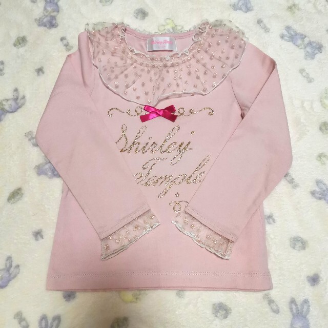 57・【110】シャーリーテンプル チュール襟 ロゴ カットソー ピンク Tシャツ+カットソー