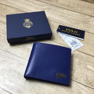 ポロラルフローレン(POLO RALPH LAUREN)の新品未使用 牛革青レザー POLO Ralph Lauren 二つ折り財布(折り財布)