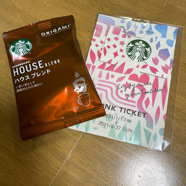 Starbucks Coffee(スターバックスコーヒー)のスターバックス　ドリンクチケット　おまけ付き チケットの優待券/割引券(フード/ドリンク券)の商品写真