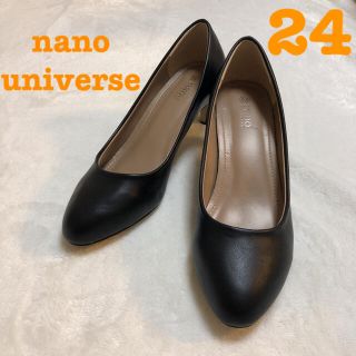 ナノユニバース(nano・universe)の【美品】ナノユニバース パンプス 黒 ブラック 24cm(ハイヒール/パンプス)