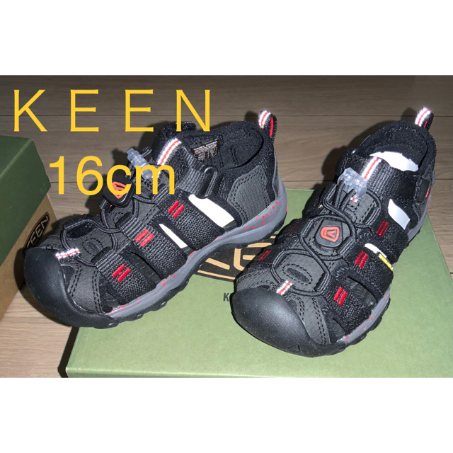 KEEN リトルキッズ|ニューポート ネオ エイチツー|サンダル　16cm 黒赤