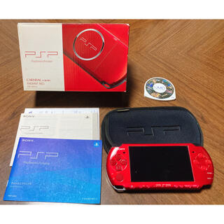 プレイステーションポータブル(PlayStation Portable)のPSP 本体 PSP-3000 ラディアントレッド  ソフト1本セット(携帯用ゲーム機本体)
