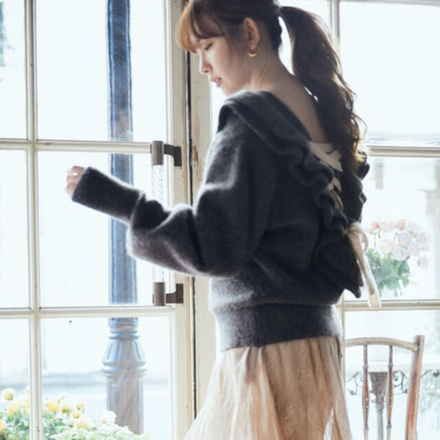 Lace Up Wool-blend Pullover チャコール