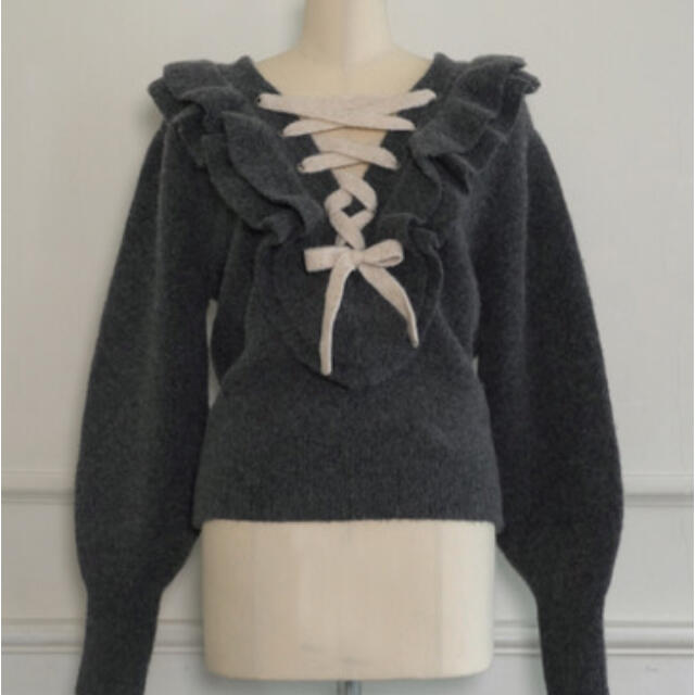 Lace Up Wool-blend Pullover チャコール