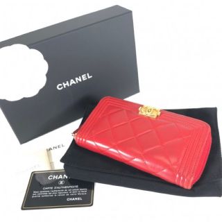 シャネル(CHANEL)のCHANEL ボーイシャネル 長財布 コンパクト ラウンドファスナー ラムスキン(財布)