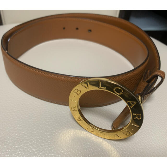 BVLGARI(ブルガリ) ベルト - ブラウン×ゴールド レザー×金属素材 www