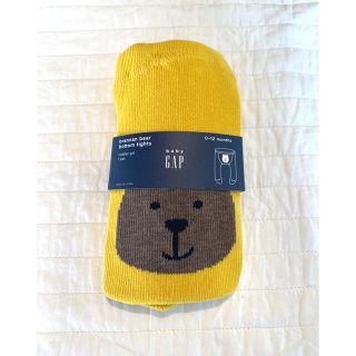 ベビーギャップ(babyGAP)の【新品未使用】babygap クマさんタイツ　yellow  0-12m(靴下/タイツ)