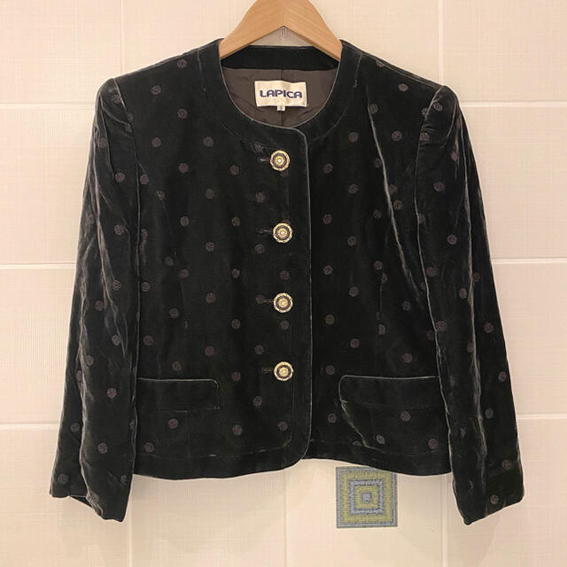 Lochie(ロキエ)の♡velour dot gold button jacket♡ レディースのジャケット/アウター(ノーカラージャケット)の商品写真