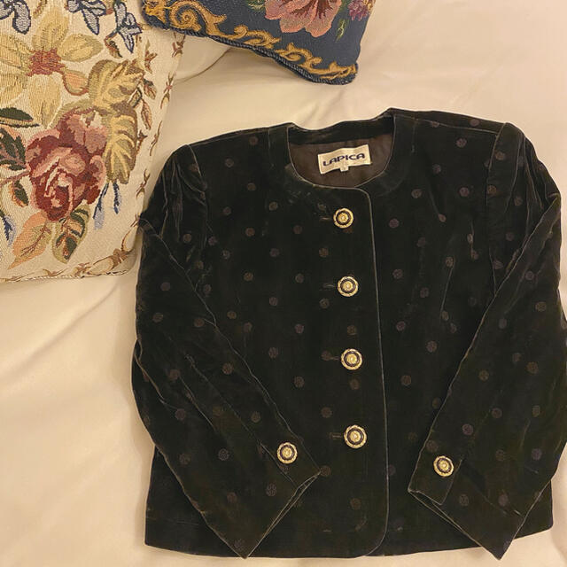 Lochie(ロキエ)の♡velour dot gold button jacket♡ レディースのジャケット/アウター(ノーカラージャケット)の商品写真