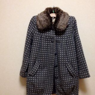 グレー ファー付きコート(ロングコート)