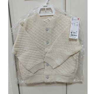 ユニクロ(UNIQLO)のユニクロ　キルトブルゾン　オフホワイト　90cm(ジャケット/上着)