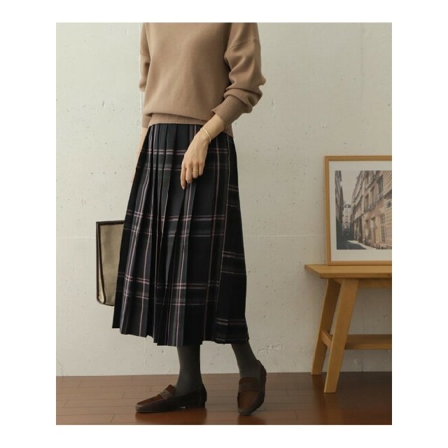 ピンク・ブルー URBAN RESEARCH DOORSカラーチェックプリーツロング