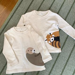 ムジルシリョウヒン(MUJI (無印良品))のMUJI 動物トレーナー　2枚セット　100 (Tシャツ/カットソー)