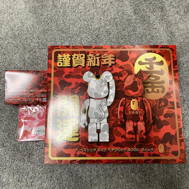 MEDICOM TOY(メディコムトイ)のNEW YEAR BE@RBRICK 招き猫& 達磨 400% & 100% ハンドメイドのおもちゃ(フィギュア)の商品写真