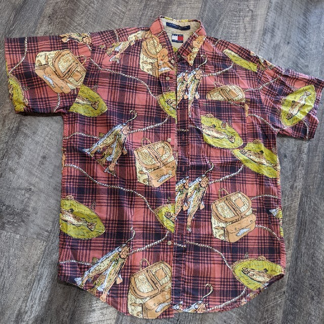 TOMMY HILFIGER(トミーヒルフィガー)の90,s トミーヒルフィガー 柄シャツ 半袖 メンズのトップス(シャツ)の商品写真