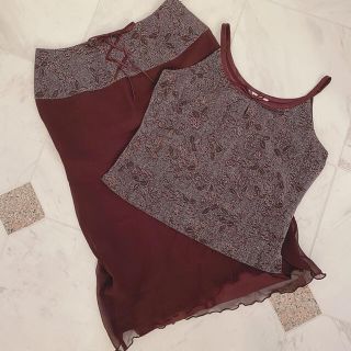 エディットフォールル(EDIT.FOR LULU)の♡vintage violet skirt & camisole♡古着(ひざ丈スカート)