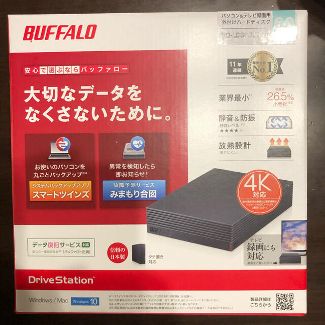 BUFFALO HD-LDS6.0U3-BA 外付けHDD6TB