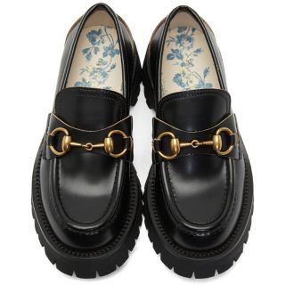 グッチ(Gucci)の【付属品完備】GUCCI ブラックレザー　ローファー　8(スリッポン/モカシン)