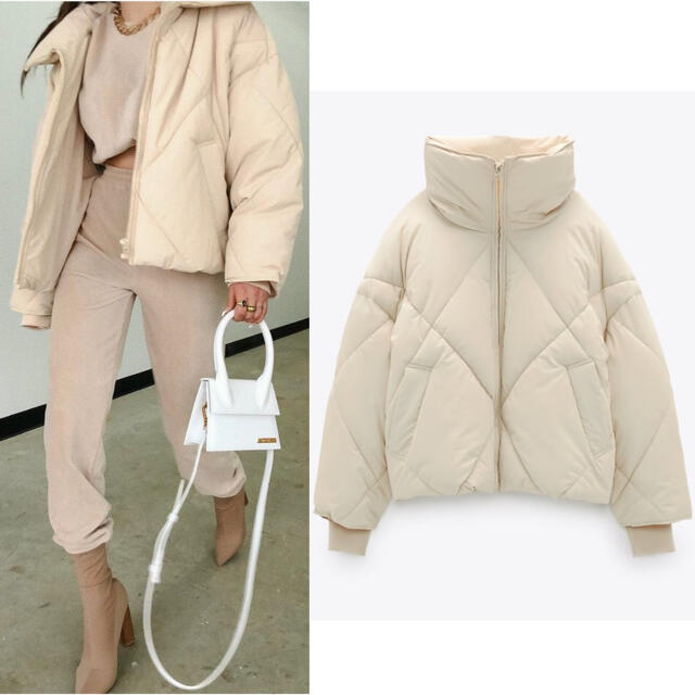 新品 ZARA ラバライズ パフジャケット XS - ダウンジャケット