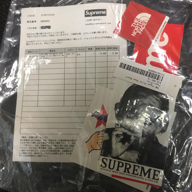 納品書原本 Supreme/The North Face Down Scarf