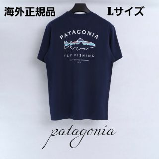 パタゴニア(patagonia)の夏物売り尽くしセール　patagonia　半袖Tシャツ　ネイビー　Lサイズ(Tシャツ/カットソー(半袖/袖なし))