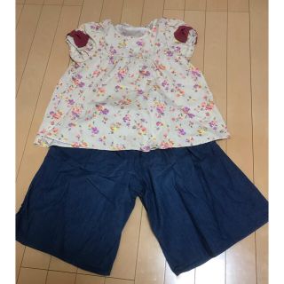 エニィファム(anyFAM)のANY FAMガウチョパンツ130、花柄トップス140セット(セット/コーデ)