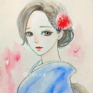 手描きイラスト《 初詣 》オリジナル　水彩画(絵画/タペストリー)