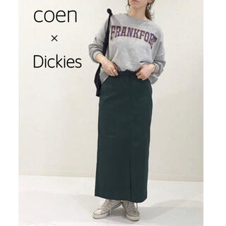 コーエン(coen)のcoen × Dickies ストレッチロングタイトスカート ダークグリーン M(ロングスカート)