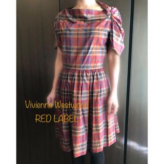 ヴィヴィアンウエストウッド(Vivienne Westwood)のVivienne Westwood RED LABELドレス ワンピ／赤チェック(ひざ丈ワンピース)