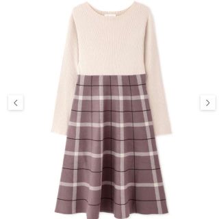 ジルバイジルスチュアート(JILL by JILLSTUART)の【1/6まで！】ドッキングチェックニットワンピース（ホワイトモカ）(ひざ丈ワンピース)