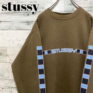 ステューシー(STUSSY)の【超人気】ステューシー☆ビッグロゴ カーキ スウェット トレーナー 90s(スウェット)