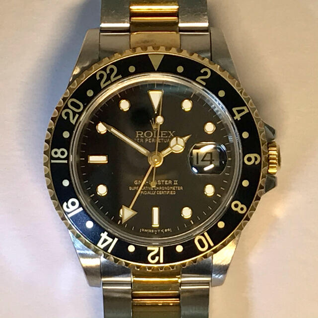 時計ロレックス GMTマスター2 ref.16713 黒×金コンビ 腕時計 メンズ