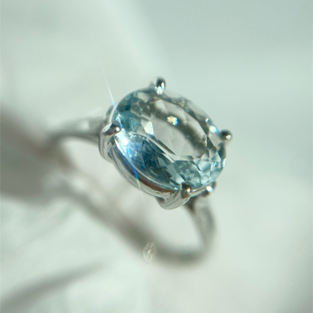 pt900   アクアマリン　1.16ct リング　プラチナ　インドジュエリー