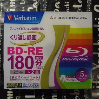 ミツビシケミカル(三菱ケミカル)の三菱ケミカル 録画用25GB 1層SL BD-RE 5枚組 1PK プリンタブル(テレビ)