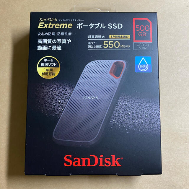 SanDisk(サンディスク)のSandisk ポータブルSSD 500GB スマホ/家電/カメラのPC/タブレット(PC周辺機器)の商品写真