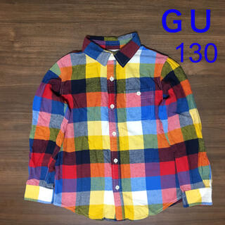 ジーユー(GU)のＧＵ　カラフルなブロックチェックのネルシャツ　130(Tシャツ/カットソー)