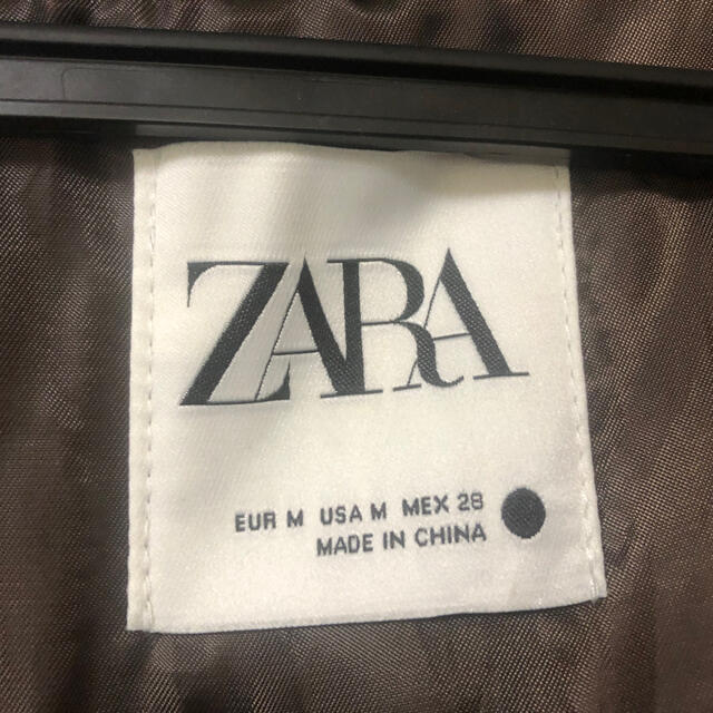 ZARA(ザラ)のZARA ザラ　ダウンジャケット　レザー　ブラック　ブラウン レディースのジャケット/アウター(ダウンジャケット)の商品写真