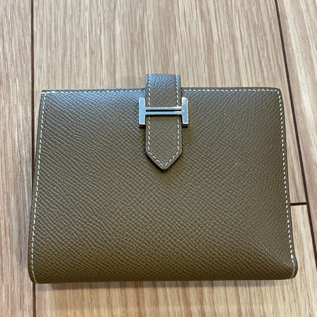 財布 HERMES エルメス 財布 ベアン コンパクト エトープ エプソン シルバー