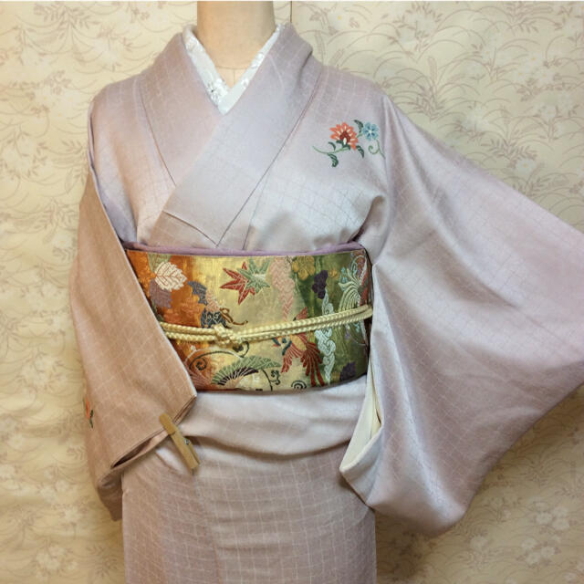 付け下げ訪問着セット 藤色 刺繍 お値下げ ttwir.com