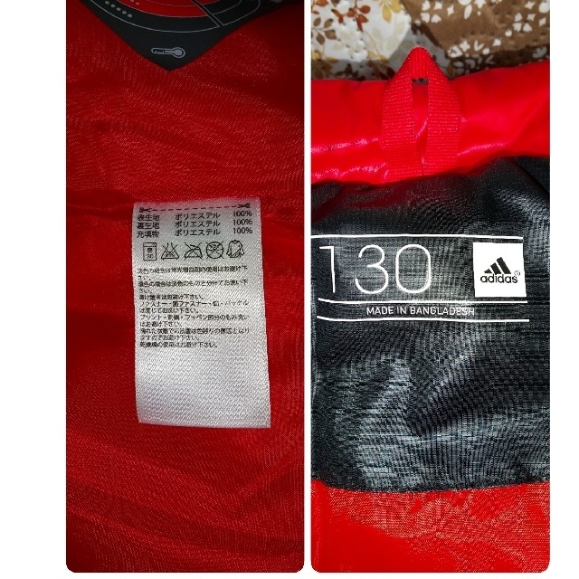 adidas(アディダス)のadidas 中綿ジャンパーフード付き  130 キッズ/ベビー/マタニティのキッズ服男の子用(90cm~)(ジャケット/上着)の商品写真
