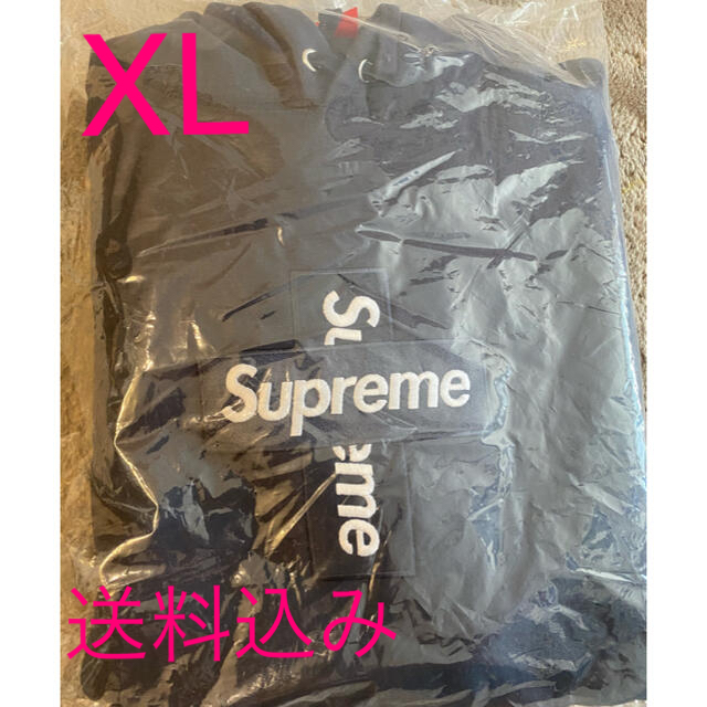 supreme cross box logo hooded XL NAVY